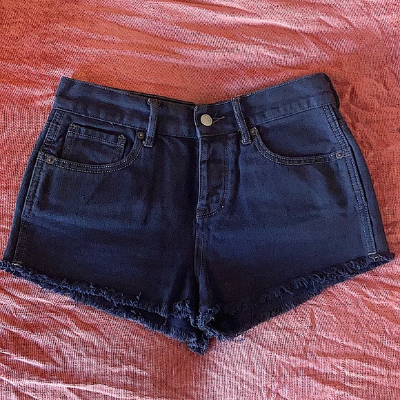Dark Wash Jean Short Shorts - Picture 2 of 16